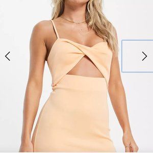 Asos cami knot cut-out mini dress in peach